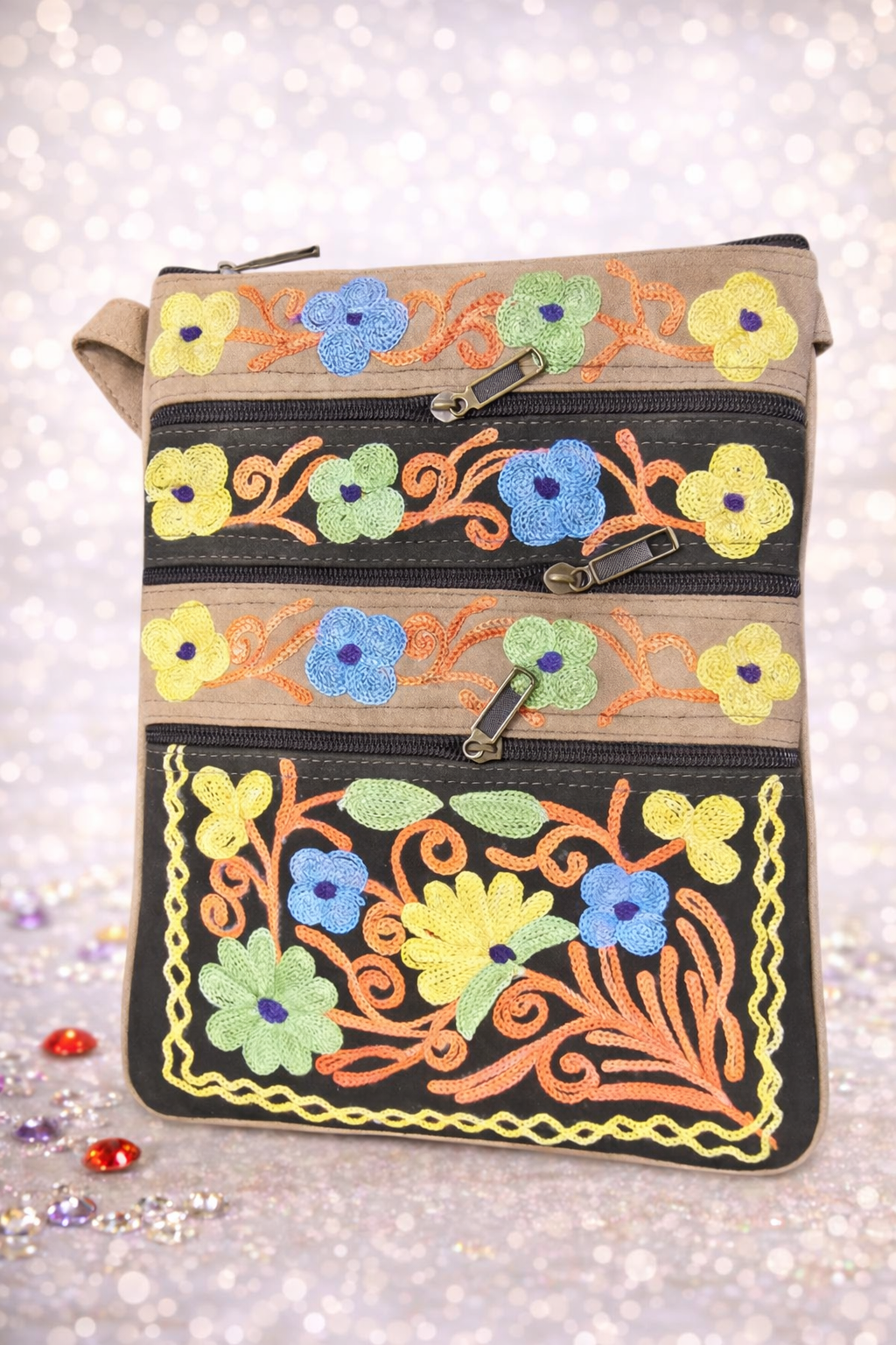 Hand Embroided Purse for women , Crewel embroidery, Kashmiri Hand Embroidery ,Ethnic Old Vintage Style Hobo Boho Tote Thai Shoulder Shoppers Bag